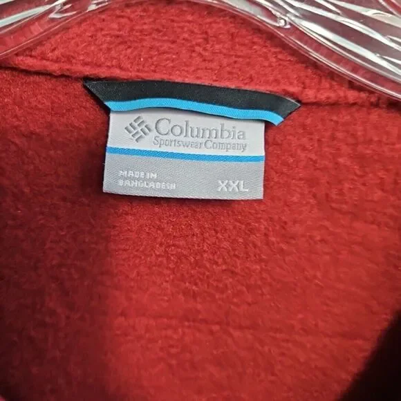 Columbia Mens 2XL 2 Tone zip Vest Fleece Rust blue color - Picture 2 of 9